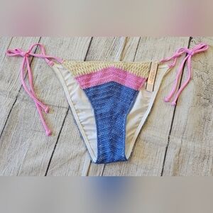 Victoria's Secret Size Small New w Tag Crochet Bikini Bottom Side Ties Multicolo